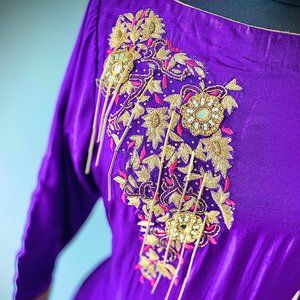 Punjabi Suit w Trouser w Heavy Dupatta Purple